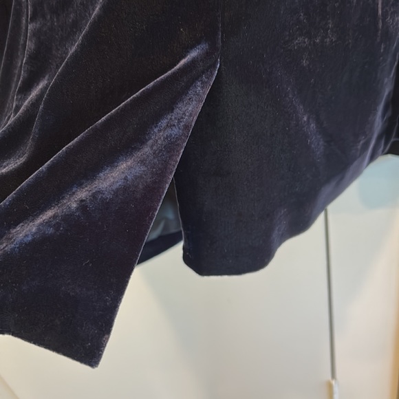 NAVY Panne Velvet lined Jacket Black Satin Tie front TALBOTS RSVP US 12 MINT - Picture 5 of 8